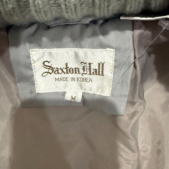 Vtg Saxton Hall Women's Quilted Puffer Coat Medium Gray Hooded Jacket Made Korea - Picture 13 of 14